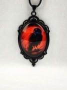 NOWY Naszyjnik gotycki czerwony damski kruk wisiorek emo goth y2k