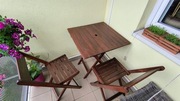 Drewniane meble, zestaw ogrodowy balkonowy stolik i 2 krzesła