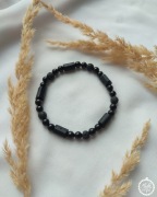 Bransoletka męska czarna, turmalin, lawa wulkaniczna, kamień naturalny 