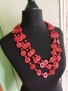 Czerwone trzyrzędowe korale - naszyjnik