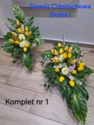 Stroiki wiązanki komplety kwiaty na cmentarz na grób