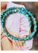 NASZYJNIK KAMIEŃ TURKUS STAL 316L ZAPIĘCIE UNIKAT CYRKONIE PALMA DRZEWKO 