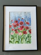 Obraz ręcznie malowany akwarela A4 nowy Maki polne handmade 