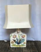 Włoska lampa stołowa ceramiczna ręcznie malowana sygnowana lata 70