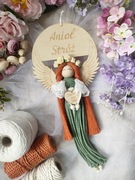 Anioł Stróż makrama 46 cm Chrzest Roczek Urodziny Komunia Święta 