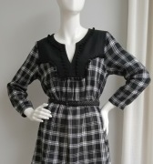 MIA LINEA  Kratkowana tunika wiązanie z tyłu pomponiki M/L