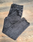 Spodnie rurki Sinsay 116 szare grafitowe postrzępione nogawki 