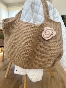 Torba duża wykonana ręcznie  z naturalnego sznurka jutowego