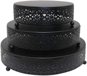 Zestaw 3 pater czarnych na słodki stół ciasto muffiny tort patera