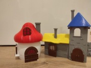 domek + zamek + figurki gargamel zestaw 