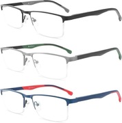 Okulary do czytania  +2   metalowa oprawka, filtr niebieskiego światła