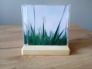 Drewniany stojak na odtwarzaną płytę CD bez napisu "now playing" 