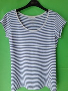 H&M letnia koszulka bluzka t-shirt 36 38 S M bawełna paseczki