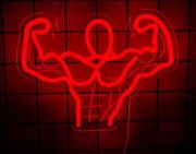 NEON  SIŁOWNIA SZTANGA SZYLD KULTURYSTYKA GYM LED USB BICEPS 3 KOLORY 