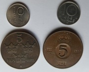 Monety Skandynawia  1950r  do 1990r   4szt