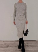 Ciepła sukienka midi z drapowaniem w talii 