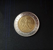 Moneta 5 zł z 2020 roku obiegowa 5zl złotych 2020r rok obiegowe RZADKA