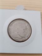 Moneta 2 Marki z 1938 z wizerunkiem Paula von Hindenburga srebro 0/625