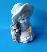 figurka ceramiczna - dziewczynka z kotem