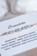 Bransoletka z kamieni naturalnych kwarc różowy Akwamaryn topaz 