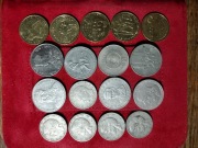 Zestaw monet 31 sztuk: bezobiegowe i obiegowe;  PRL i po PRL