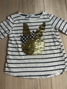 Bluzka w paski cekiny królik 116/122 H&M