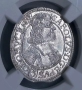 Austria, 3 krajcary 1670 Ołomuniec, Karol II NGC MS 64 