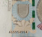 Banknot Radar 500zł AG5554554