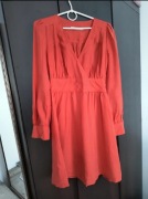 499) Suknia Kookai z materiału cupro r. 38 głęboka czerwień