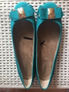 Baleriny turkusowe z kokardkami 40