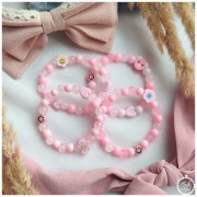 Bransoletka dla dziewczynki, różowa, pudrowy róż