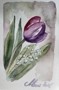 „Tulipan i konwalie” piękna akwarela