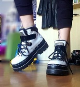 Buty trapery glany 39, czarno białe Woodstock na platformie, true vintage