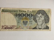 Sprzedam banknot Polska 1000 zł seria GT 1982r. stan db.