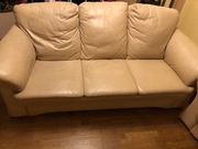 Kanapy KLER skóra naturalna beżowa rozkładane 3+2