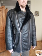 Skórzana PILOTKA Męska ZIMOWA KOŻUCH Naturalna SKÓRA barana