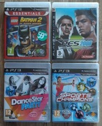Zestaw 4 gier na konsolę PS3 / LEGO Batman 2, PES, Sports Champions, Dance