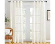 Zasłony woalowe lniane 132x210 cm kremowe - 2 szt.