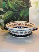 Cedzak duży durszlak miska na owoce z podstawką ceramika Bolesławiec  