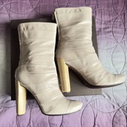 Buty damskie botki beżowe wysokie Louis Vuitton