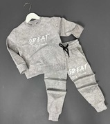 Nowy szary komplet dekatyzowany zestaw bluza + spodnie r. 122/128