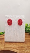 Czerwone kolczyki glina polimerowa handmade lekkie sztyfty boho eleganckie
