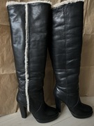 Skórzane zimowe kozaki Carlo Pazolini 36, bardzo ciepłe, wysoki obcas