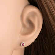 Zlote koczyki 585 z naturalnym rubinem i krysztalkami Swarovski 