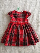 Nowa czerwona świąteczna elegancka sukienka w kratkę kratę 86