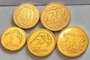 Zestaw 1 2 5 10 20 gr groszy 2023 r. mennicze 