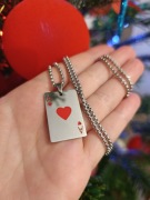 Nowy naszyjnik łańcuszek karta As kier 