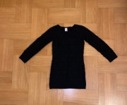 146 C&A czarny ciepły puchaty sweterek bluzka długa paski sweter