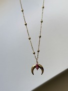 Naszyjnik boho złoty z kamieni naturalnych lunula róg obfitości talizman