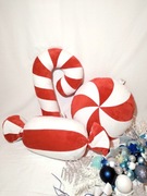 Zestaw 3 świątecznych poduszek lizak laska 53cm, cukierek i drops